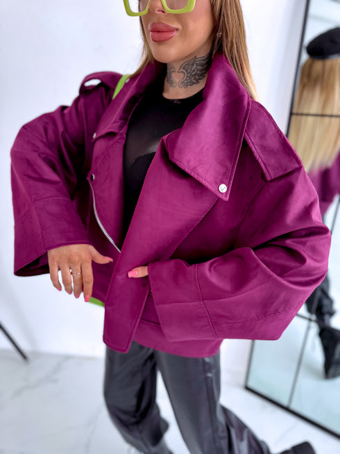 Suede-like jacket "IMPULSS V11709" - BURGUNDY