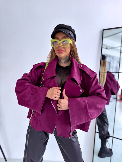 Suede-like jacket "IMPULSS V11709" - BURGUNDY