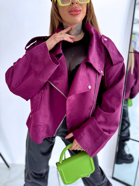 Suede-like jacket "IMPULSS V11709" - BURGUNDY