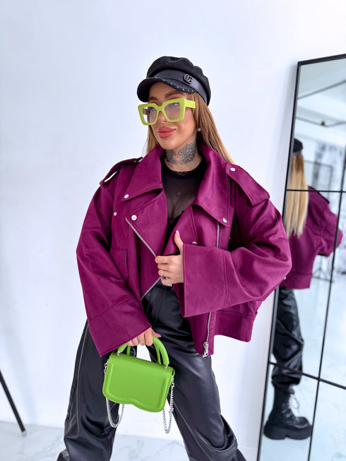 Suede-like jacket "IMPULSS V11709" - BURGUNDY