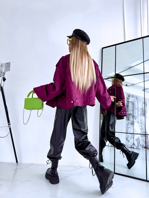 Suede-like jacket "IMPULSS V11709" - BURGUNDY