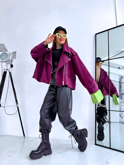 Suede-like jacket "IMPULSS V11709" - BURGUNDY