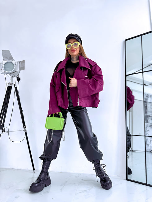 Suede-like jacket "IMPULSS V11709" - BURGUNDY