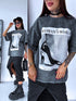 Oversize T-shirt "WOMAN'S WORLD" - GRAY