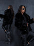 "BUSHY" artificial fur coat - BLACK