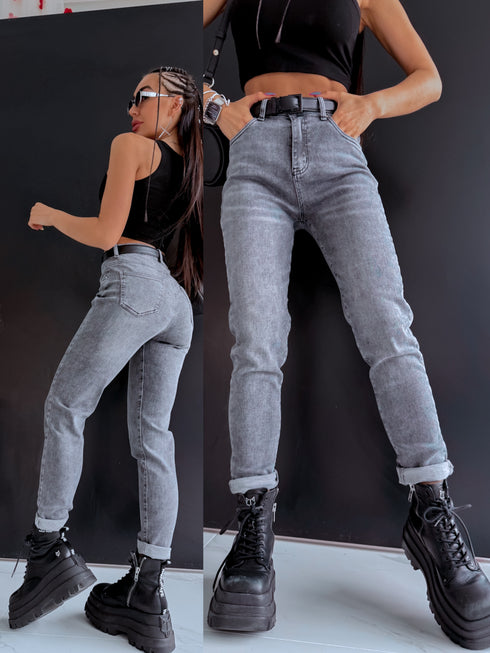 MOM FIT denim jeans "SILVER CITY" DJ2687 - GREY