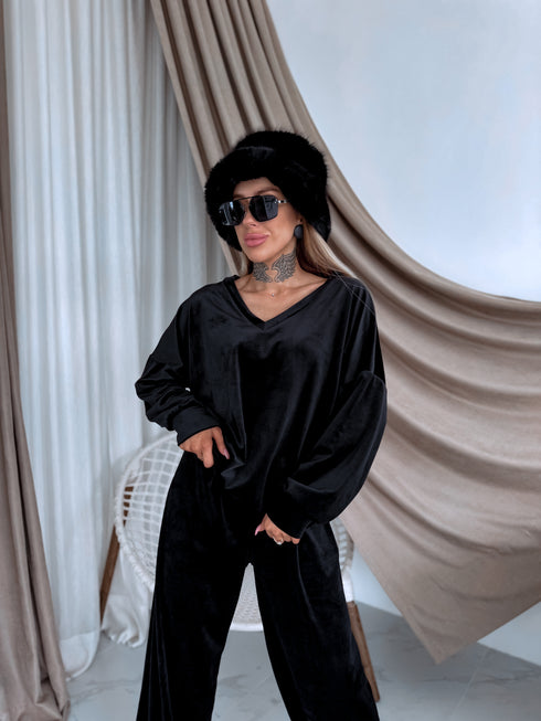 PLUS SIZE velvet set "TODAY 119769" - BLACK