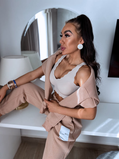 Seamless, Wavy Bra V432 - BEIGE