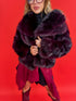 Artificial fur coat "TRANSITION G6079" - burgundy