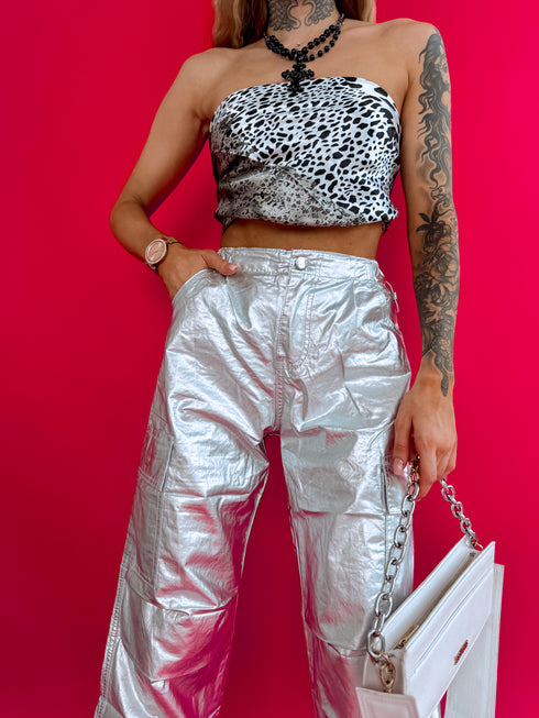 Брюки серебристого тона "ILUMINOS" K679