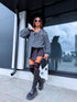 Knitted jacket with sequins "SIMPLE RULES 06#" - DARK GRAY