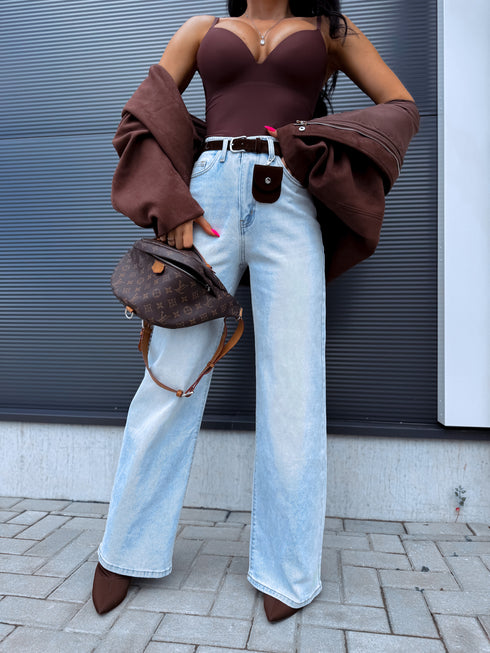 "RELAX" jeans + belt T6101 - LIGHT BLUE