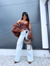 "RELAX" jeans + belt T6101 - LIGHT BLUE
