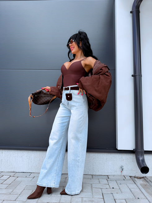 "RELAX" jeans + belt T6101 - LIGHT BLUE