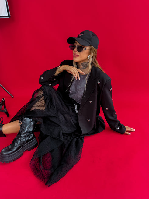 LUX black, ONE SIZE jacket "HEARTS"