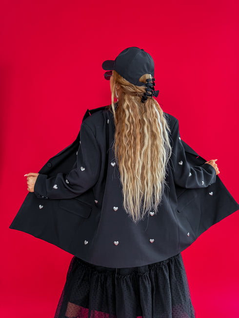 LUX black, ONE SIZE jacket "HEARTS"
