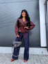 Faux leather jacket "WAIST ACCENT" S-6253 - BORDEAUX