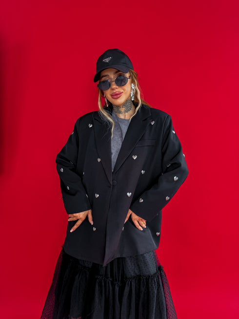 LUX black, ONE SIZE jacket "HEARTS"