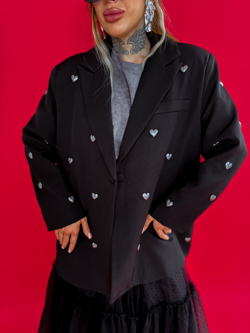 LUX black, ONE SIZE jacket "HEARTS"