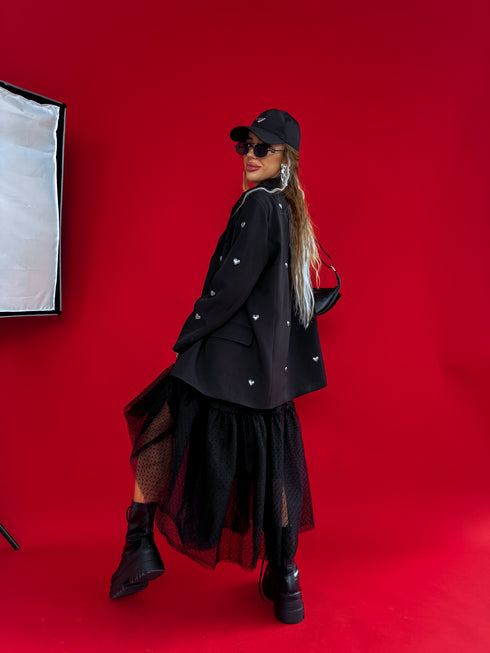 LUX black, ONE SIZE jacket "HEARTS"