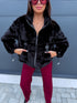 Faux Fur Jacket "MONEY TALK" - BLACK