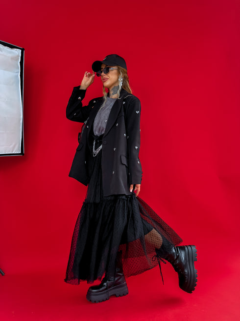 LUX black, ONE SIZE jacket "HEARTS"