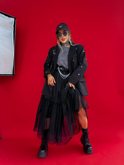 LUX black, ONE SIZE jacket "HEARTS"