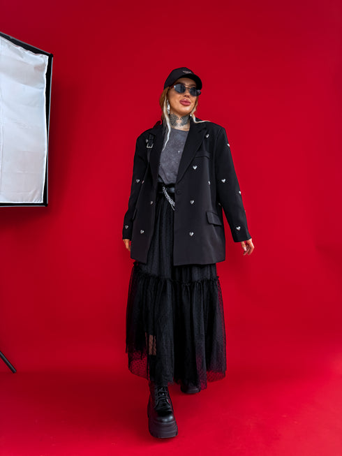 LUX black, ONE SIZE jacket "HEARTS"