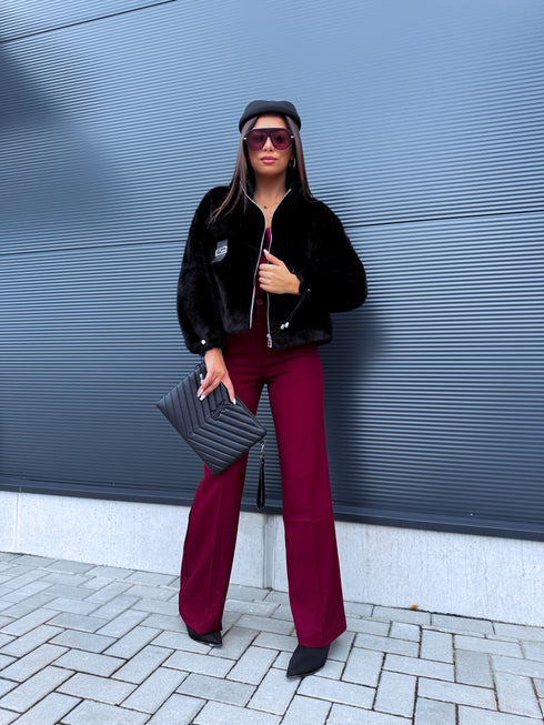 Faux Fur Jacket "MONEY TALK" - BLACK