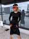 Dress "TEMPORARY" + belt 5458 - BLACK