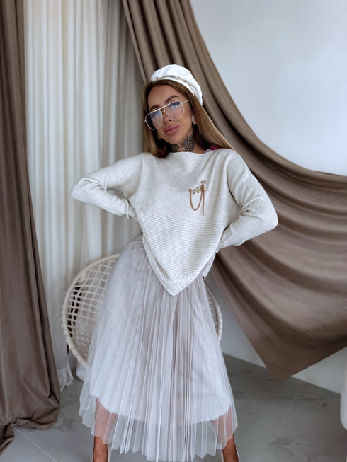 "EMMA 3220" set - dress + jumper - light beige