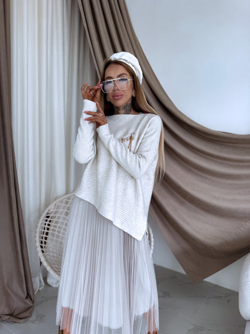 "EMMA 3220" set - dress + jumper - light beige