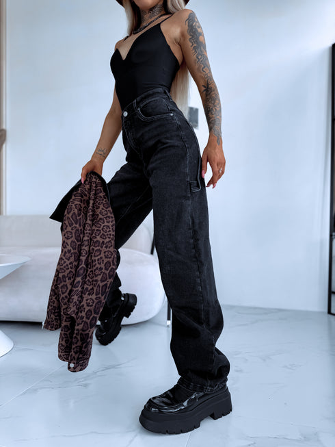 "WIDE BALLON" jeans trousers 8379 - dark grey