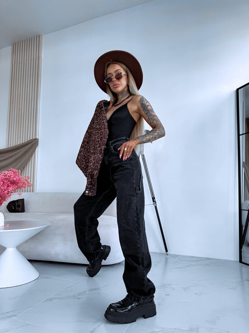 "WIDE BALLON" jeans trousers 8379 - dark grey