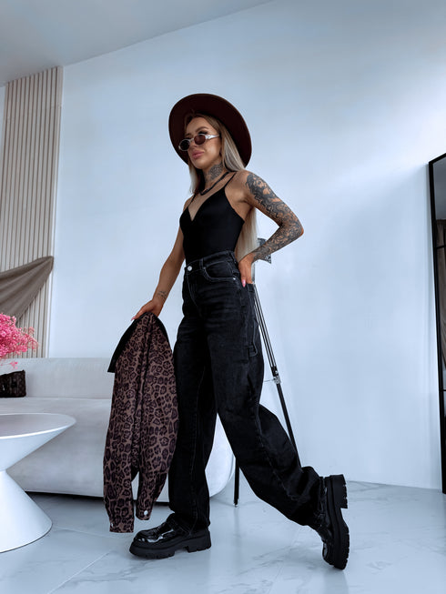 "WIDE BALLON" jeans trousers 8379 - dark grey