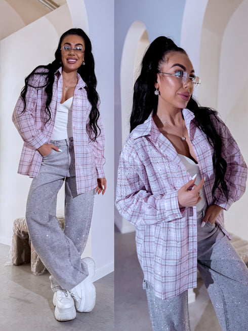 "RADIANT" rūtots krekls WH59065 - LAVANDAS PRE-ORDER