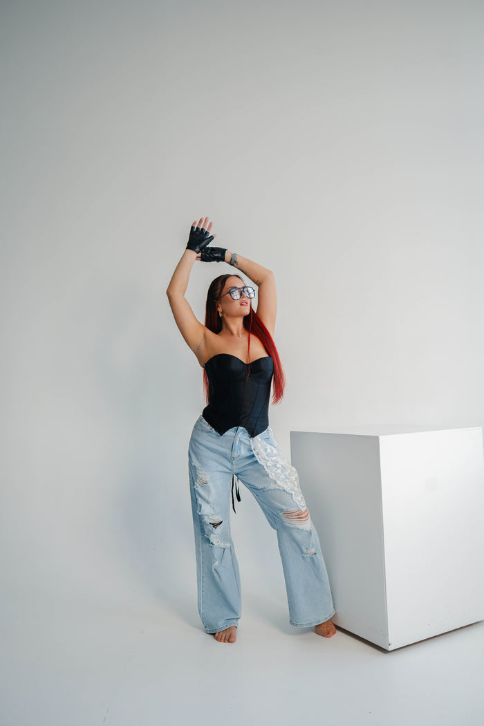 "ICON GIRL LW-671" джинсы + аксессуар - СВЕТЛО-ГОЛУБЫЕ