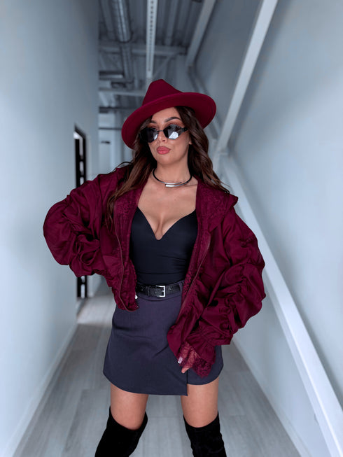 Jacket with lace lining "NECTAR V11002" - BORDEAUX