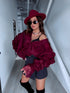 Jacket with lace lining "NECTAR V11002" - BORDEAUX