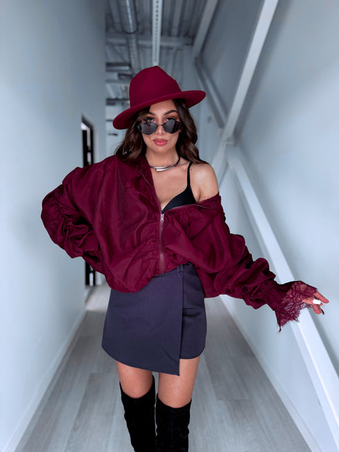 Jacket with lace lining "NECTAR V11002" - BORDEAUX