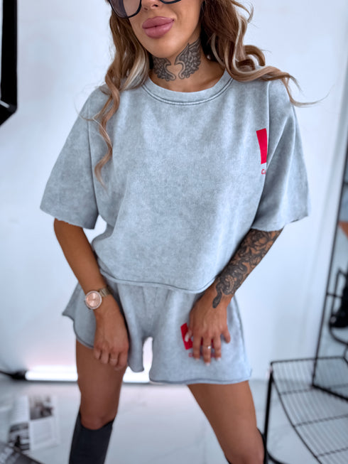 2in1 komplekts "Amaretto" -T-krekls + šorti - gaiši pelēks