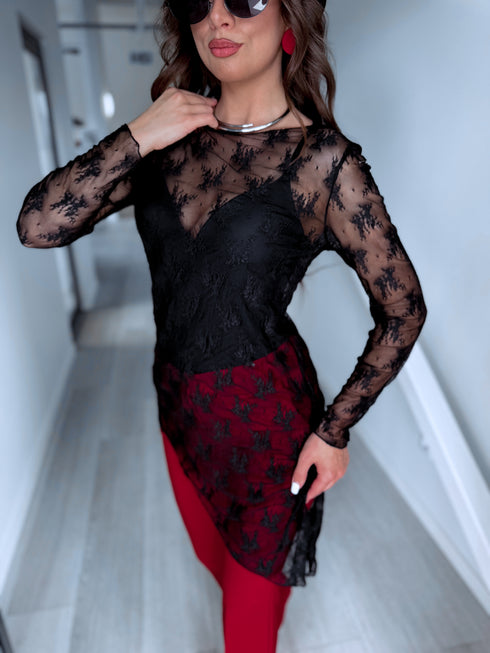 Mežģīņu tops "SHEER TOUCH 8513" - MELNS