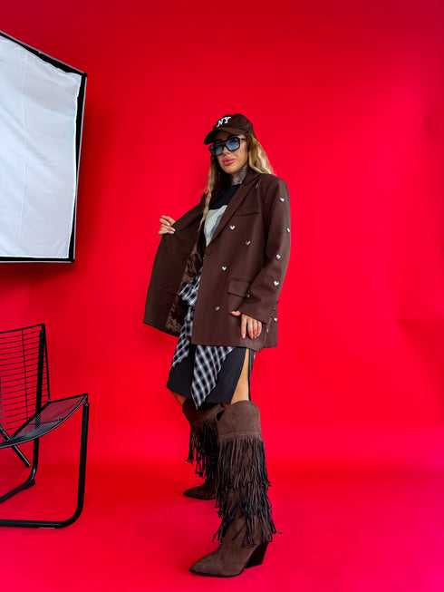 LUX choco, ONE SIZE jacket "HEARTS"