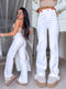 WIDE LEG džinsa bikses "WHITE LOTUS 8803" - BALTAS