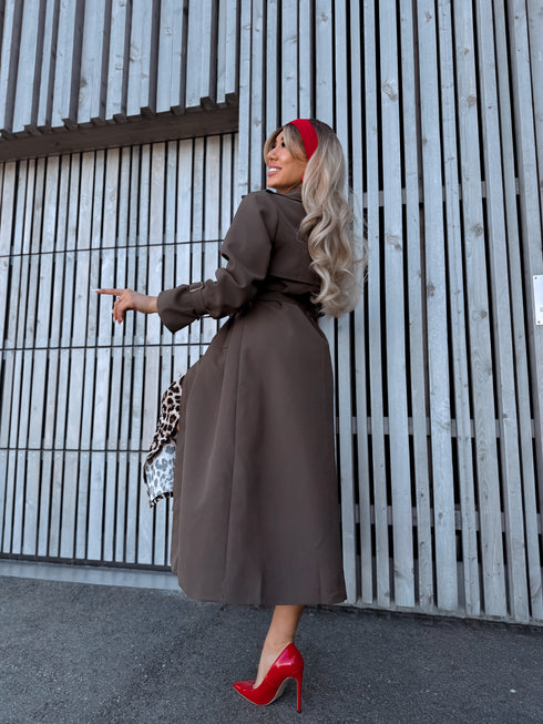 Fabric trench coat "MONA 23168" - CHOCO