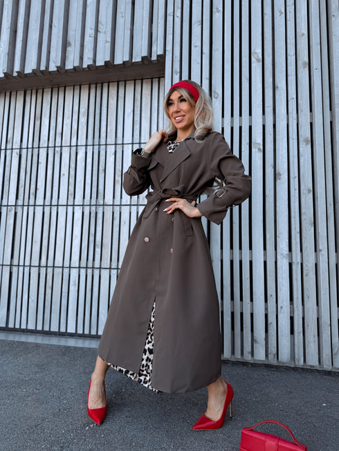 Fabric trench coat "MONA 23168" - CHOCO