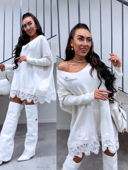 PLUS SIZE sweater "AGAIN 10588" - white