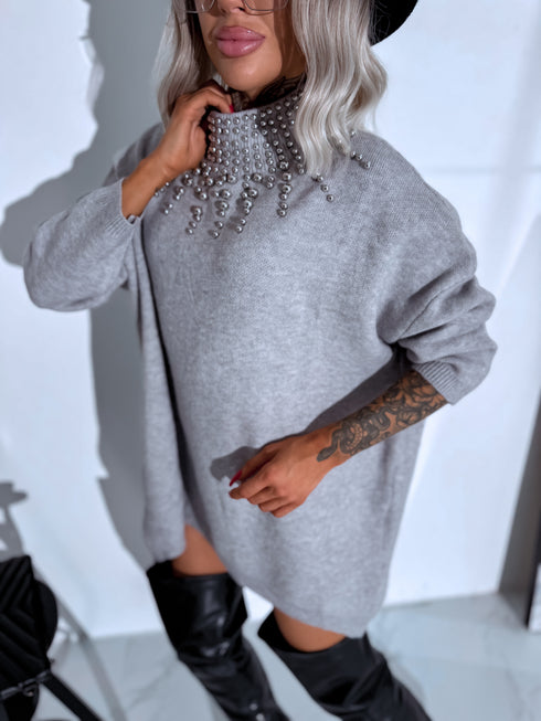 Sweater with Pearls "BRANCH" MO4521 - GREY