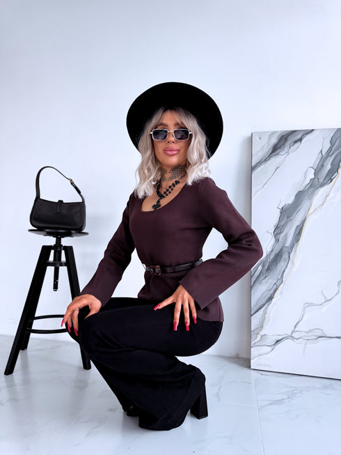 Adīts tops + josta "KARMA MC4562" - CHOCO