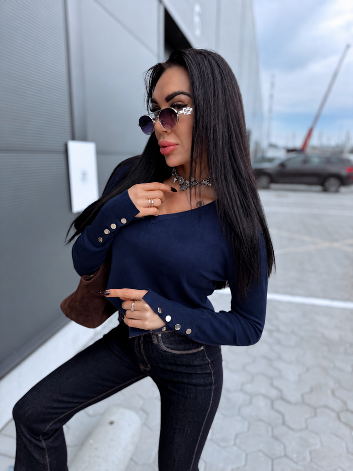 Bītlene ar spiedpogām "GIRLS CLUB W2601" - TUMŠI ZILA